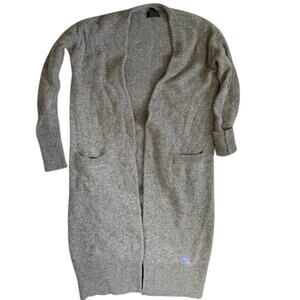 Halogen Long Cardigan wool cashmere grey gray medium duster EUC